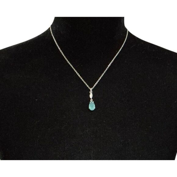Vintage Silver Necklace with Aqua Marie Pendant - Picture 2 of 3